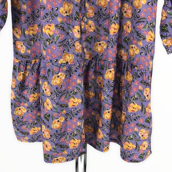 Nrvna Mode Jeanne Purple Floral Mini Shirt Dress Long Sleeve size Small NWT - Picture 5 of 12
